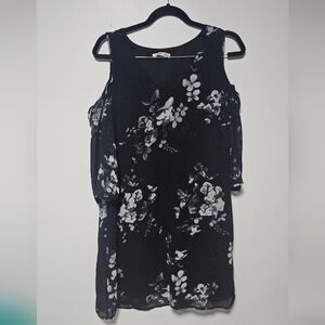 Beautiful Dex Black Floral Cold-Shoulder Tunic